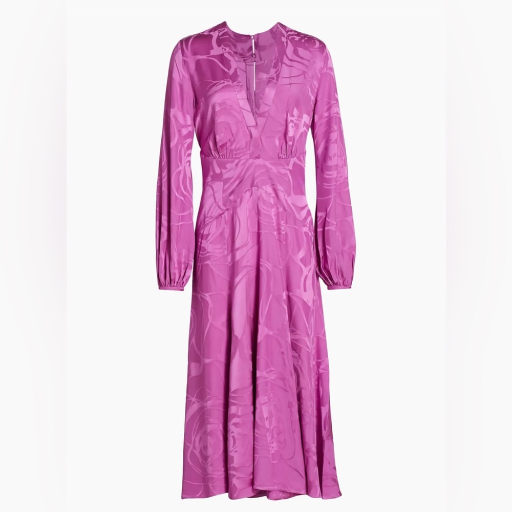 Silvia Tcherassi Magenta Orchid Jacquard
Kathryn Balloon-Sleeve Midi-Dress NWT